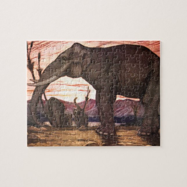 Puzzle Animales salvajes de época, elefante de Louis Sarg (Horizontal)