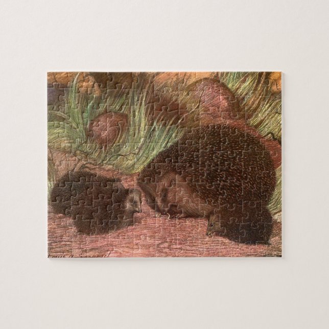 Puzzle Animales salvajes de época, erizos de Louis Sargen (Horizontal)