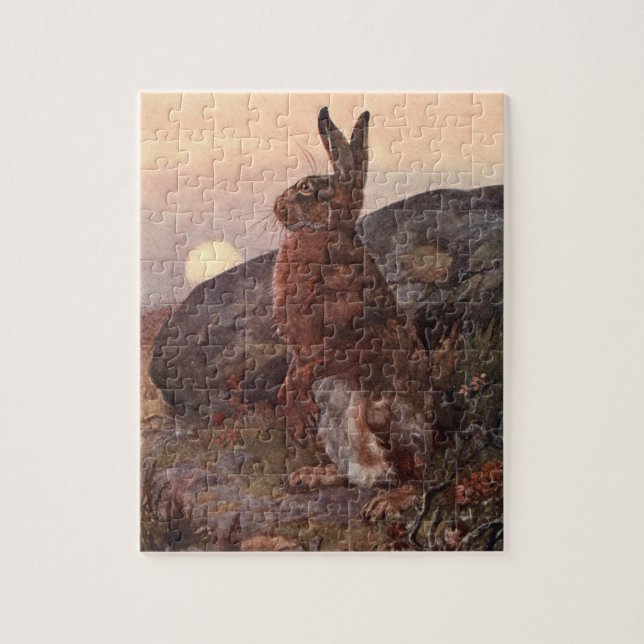 Puzzle Animales salvajes de época, liebre de Winifred Aus (Vertical)