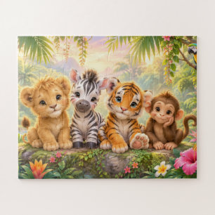 Puzzle Animales Tropicales Bebés Jungla Vibrante