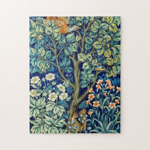 Puzzle Animales y flores, bosque, William Morris