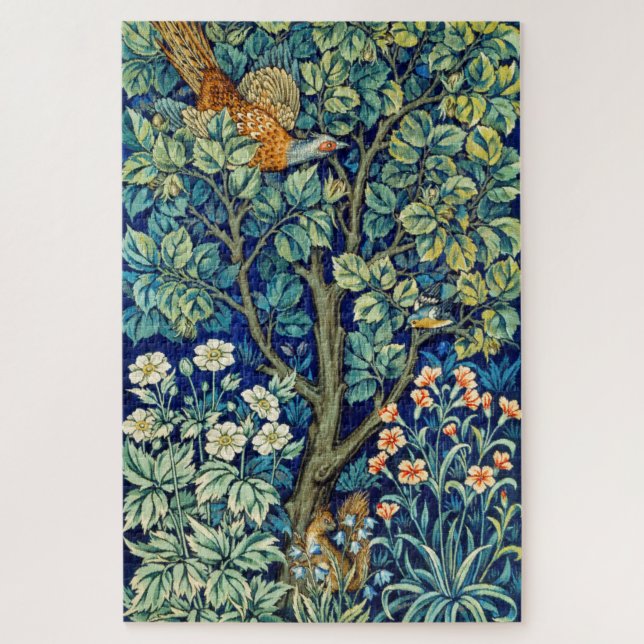 Puzzle Animales y flores, bosque, William Morris (Vertical)