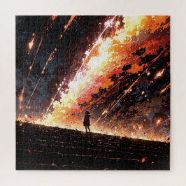 Puzzle Anime art with vibrant sky