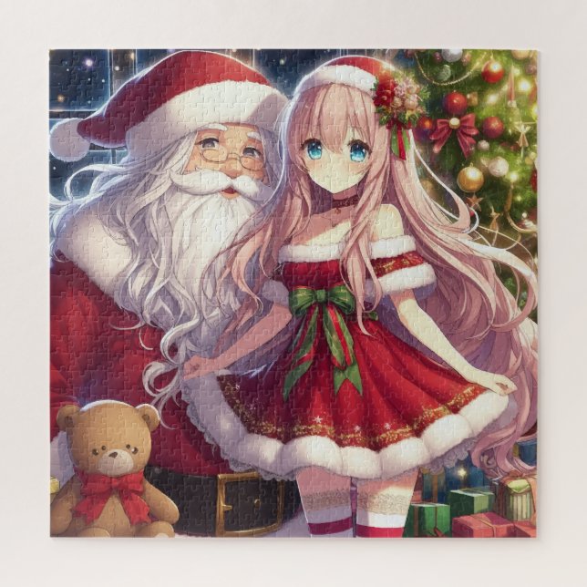 Puzzle Anime chica con navidades santa (Vertical)