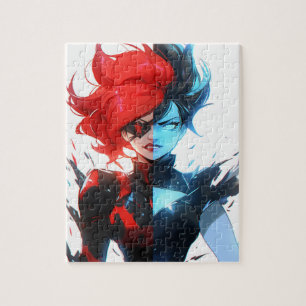 Puzzle Anime Chica de historietas de hielo de color azul