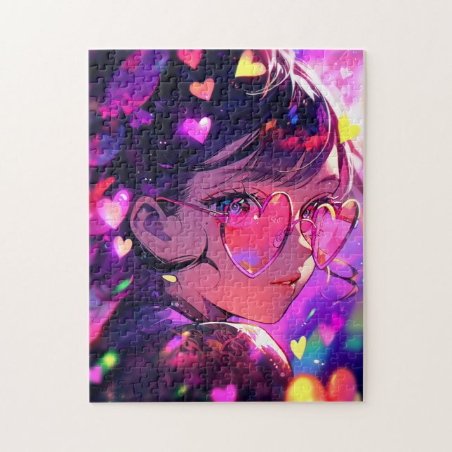 Puzzle Anime Chica Hearts (Vertical)