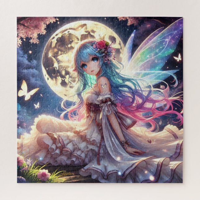 Puzzle Anime Chica Moon Fairy Princess in Garden (Vertical)