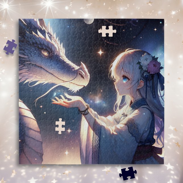 Puzzle Anime Chica y su mística del dragón (Subido por el creador)