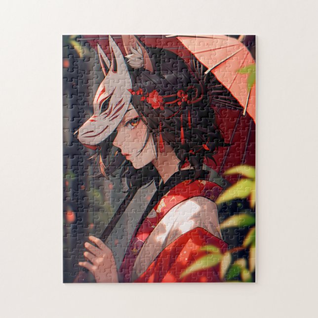 Puzzle Anime Kitsune Chica Cute Fox Fantasy Art (Vertical)