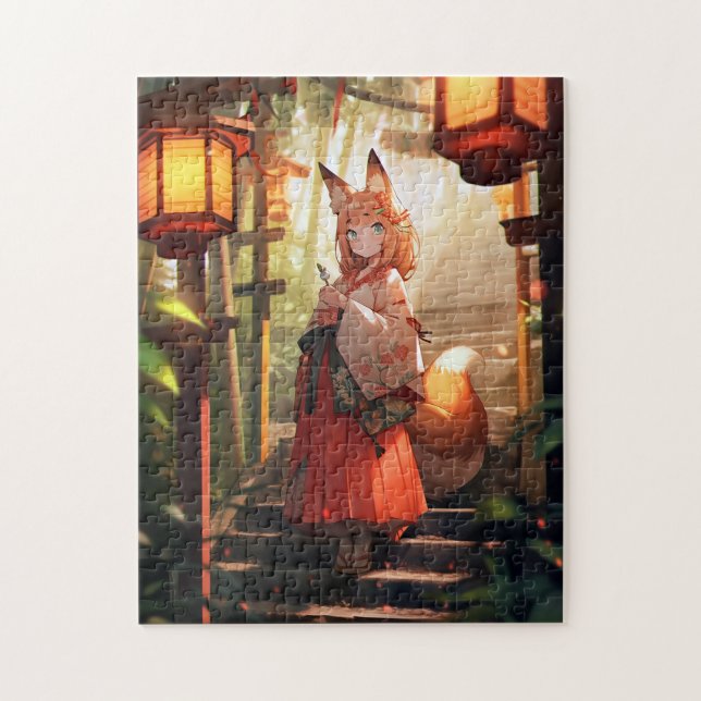 Puzzle Anime Kitsune Chica Cute Fox Fantasy Art (Vertical)