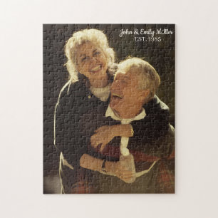 Puzzle Aniversario de Boda de Pareja Personalizado Vintag