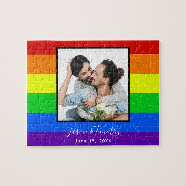 Puzzle Aniversario de la foto de una pareja LGBTQ en la f (Horizontal)