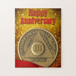 Puzzle Aniversario feliz de Purpurina de monedas AA por 3