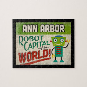 Puzzle Ann Arbor Michigan Robot - Funny Vintage