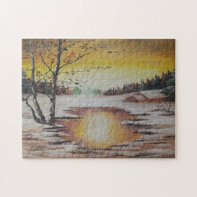 Puzzle Ann Hayes Pintando Escena De Invierno (Horizontal)