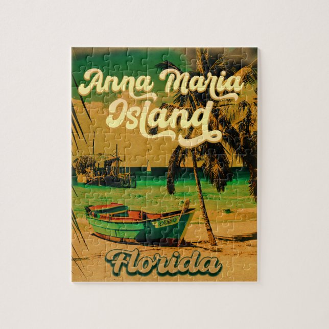 Puzzle Anna Maria isla Florida Beach Retro Souvenir (Vertical)