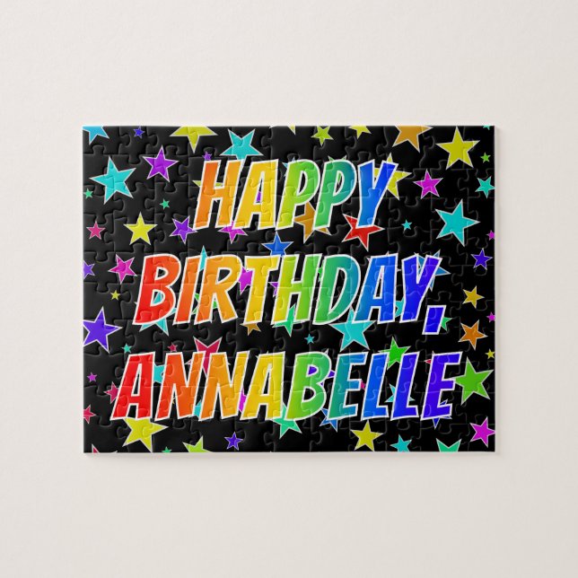 Puzzle "ANNABELLE" Nombre, Diversión "FELIZ CUMPLEAÑOS" (Horizontal)