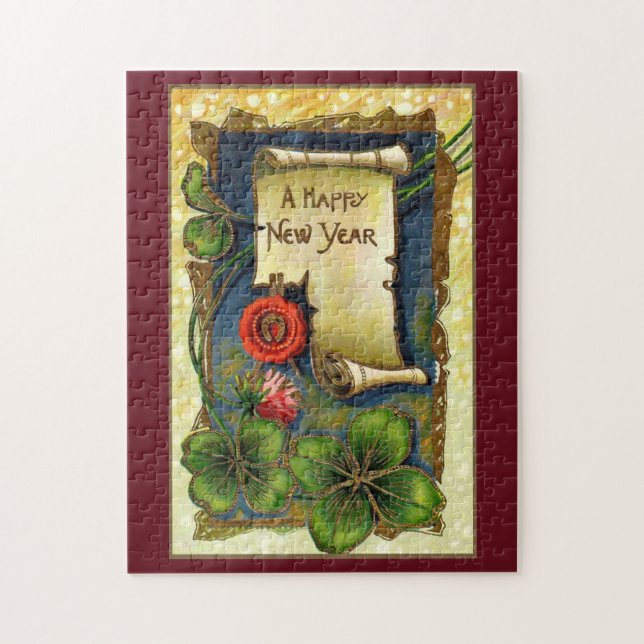 Puzzle Año Nuevo con Clovers (Vertical)