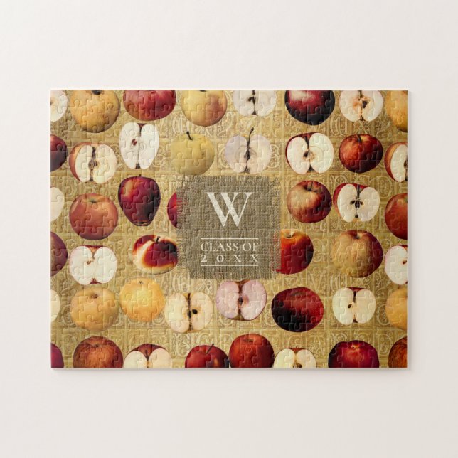 Puzzle Año Vintage Red Apples Gold (Horizontal)