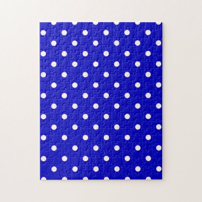 Puzzle años 50 azul con puntos blancos (Vertical)