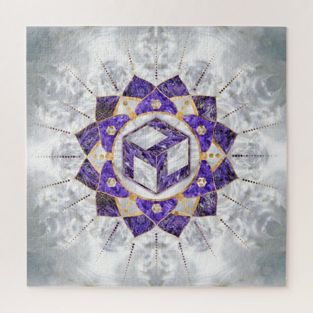 Puzzle Antahkarana en Lotus Mandala- Amethyst and Pearl (Vertical)