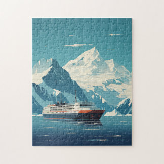 Puzzle Antártida Iceberg y afiche de viaje de la Retro de