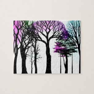 Puzzle Antecedentes blancos Árboles negros Azul morado y