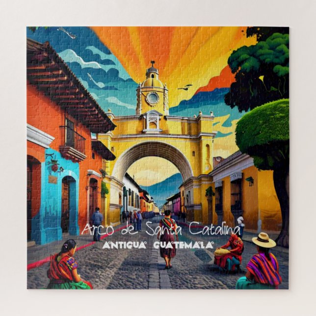 Puzzle Antigua Guatemala | Retro Viaje Viejo (Vertical)