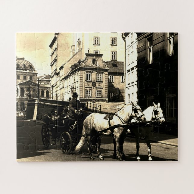 Puzzle Antiguo Austria Viena Dreimaderlhaus Fiaker (Horizontal)