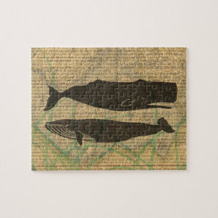 Puzzle Antiguo Ballena Náutico Vintage Océano Vida Marin