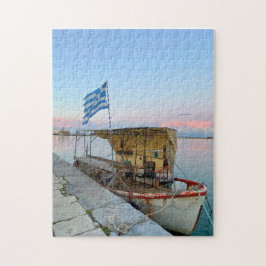Puzzle Antiguo barco de pesca Bandera griega Zakynthos Gr