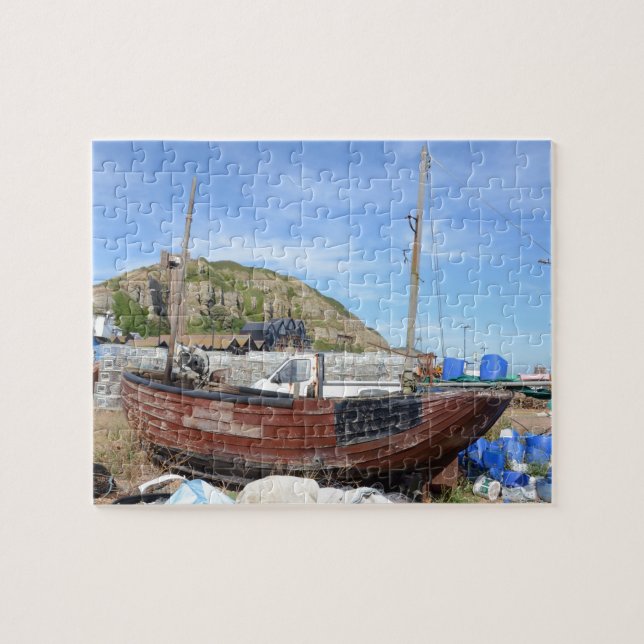 Puzzle Antiguo Barco Pesquero En La Playa (Horizontal)
