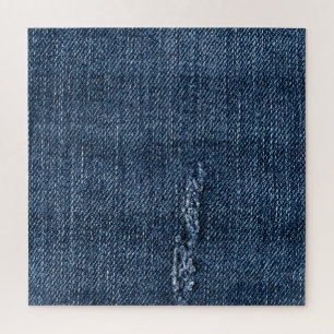 Puzzle Antiguo denim desgarrado: textura de jeans.
