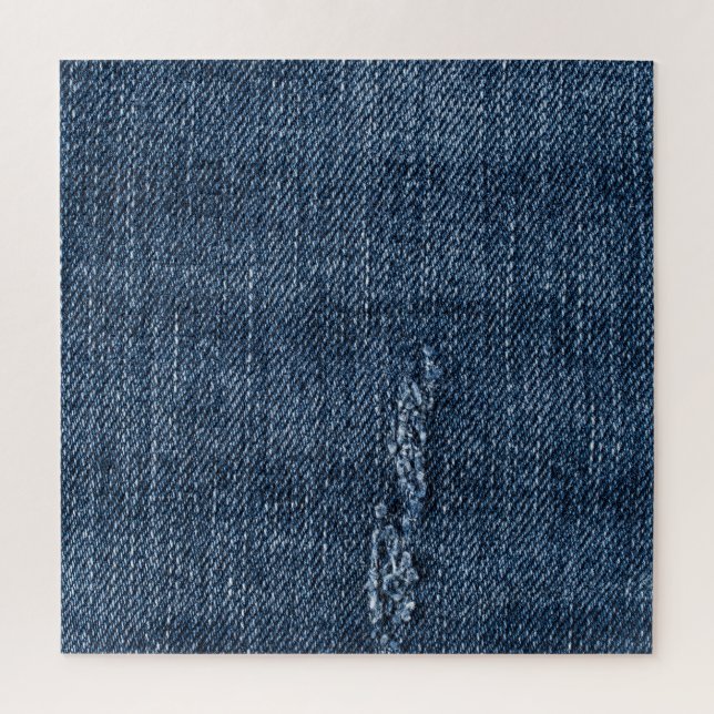 Puzzle Antiguo denim desgarrado: textura de jeans. (Vertical)