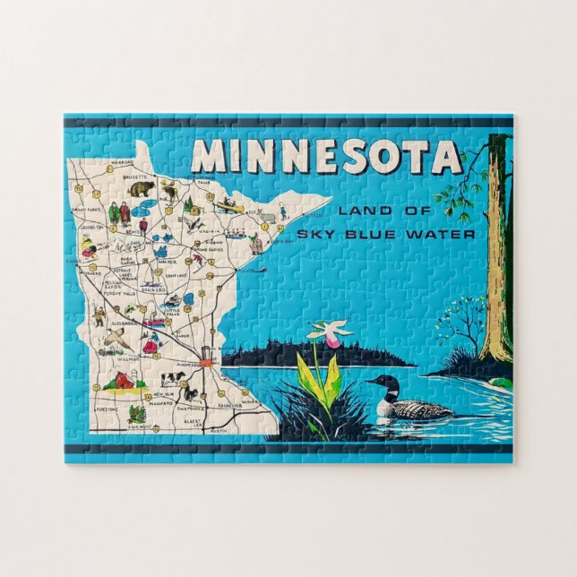 Puzzle Antiguo mapa de Minnesota 11x14 (Horizontal)