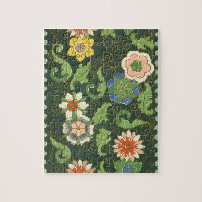 Puzzle Antiguo patrón chino de cloisonné: jade verde (Vertical)