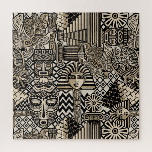 Puzzle Antiguos Símbolos Históricos Estilo Tatuaje