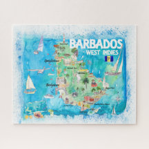 Antillas de Barbados Ilustran mapa de viajes carib
