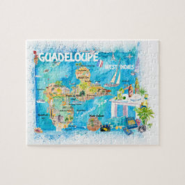 Puzzle Antillas Guadalupe Mapa ilustrado de viajes