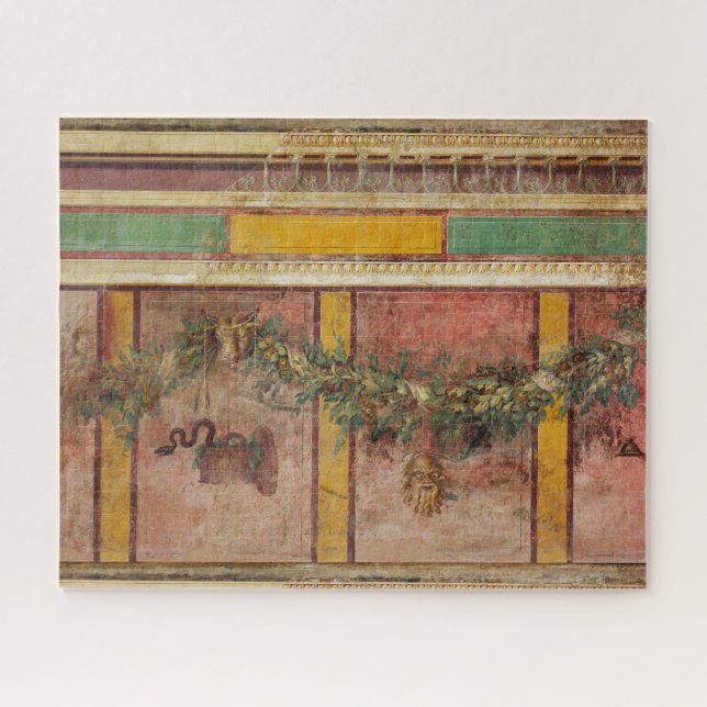 PUZZLE ANTIQUE ROMAN FRESCO,SATYR MASK,GARLAND,FRUITS  (Horizontal)