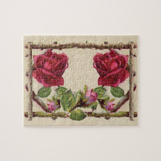 Puzzle Antique Rustic Roses Vintage Flower (Horizontal)