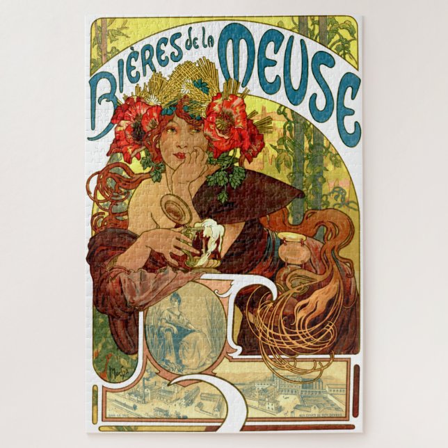 Puzzle Anuncio de cerveza de estilo Art Nouveau de Alphon (Vertical)
