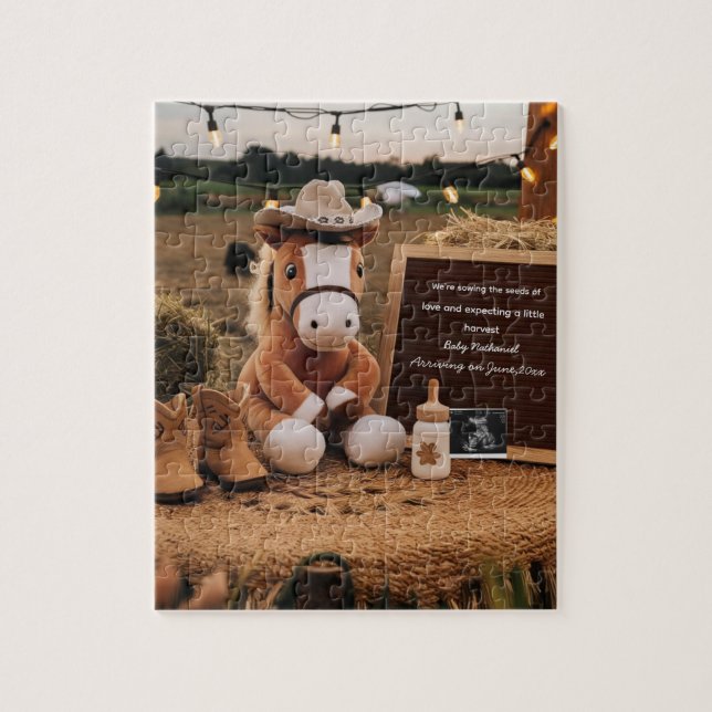 Puzzle Anuncio de embarazo con tema de granja adorable (Vertical)
