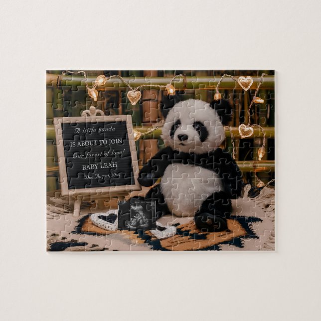 Puzzle Anuncio de Embarazo de Panda Adorable de Peluche (Horizontal)