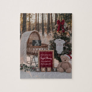 Puzzle Anuncio de embarazo en Navidad con nieve de invier