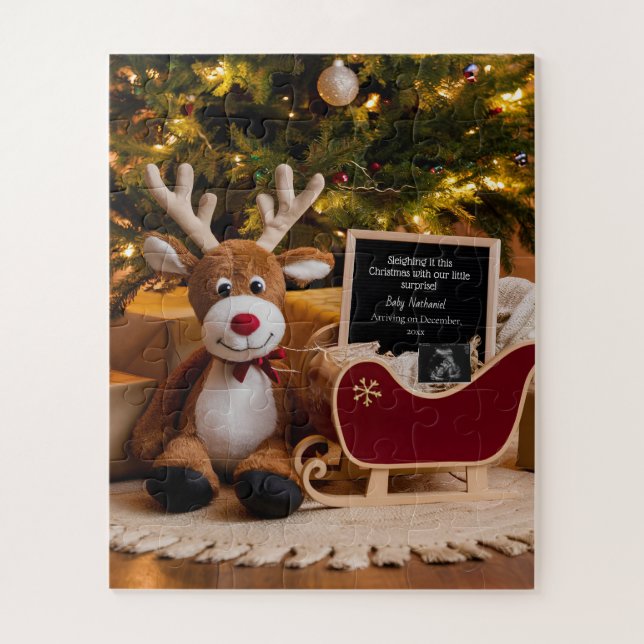 Puzzle Anuncio de Embarazo en Trineo de Navidad (Vertical)