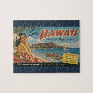 Puzzle Anuncio de viaje hawaiano de estilo vintage