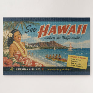 Puzzle Anuncio de viaje hawaiano de estilo vintage