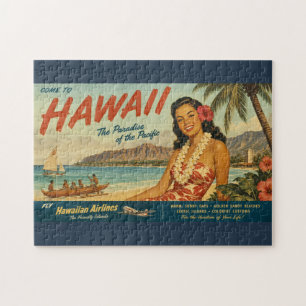 Puzzle Anuncio de viaje hawaiano de estilo vintage