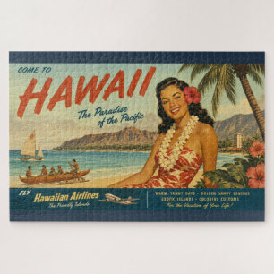 Puzzle Anuncio de viaje hawaiano de estilo vintage